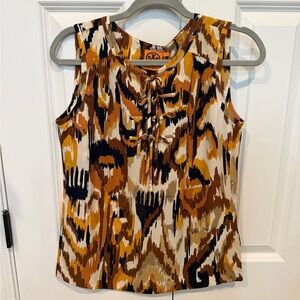 Tory Burch Brown and Orange Patterned Blouse